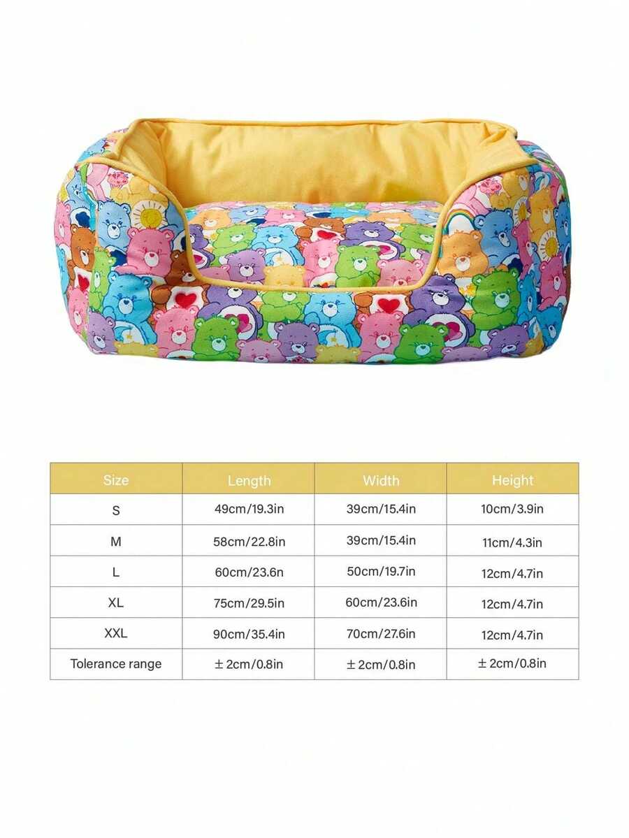 Multicolor pet bed mat with big eyes girl cartoon pattern for cats and dogs featuring a non-slip bottom and washable fabric cover.