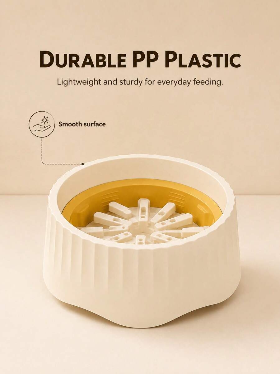 2-in-1 convertible ABS slow feeder pet bowl with 500ml capacity featuring interactive puzzle design and non-slip base for small cats and dogs.