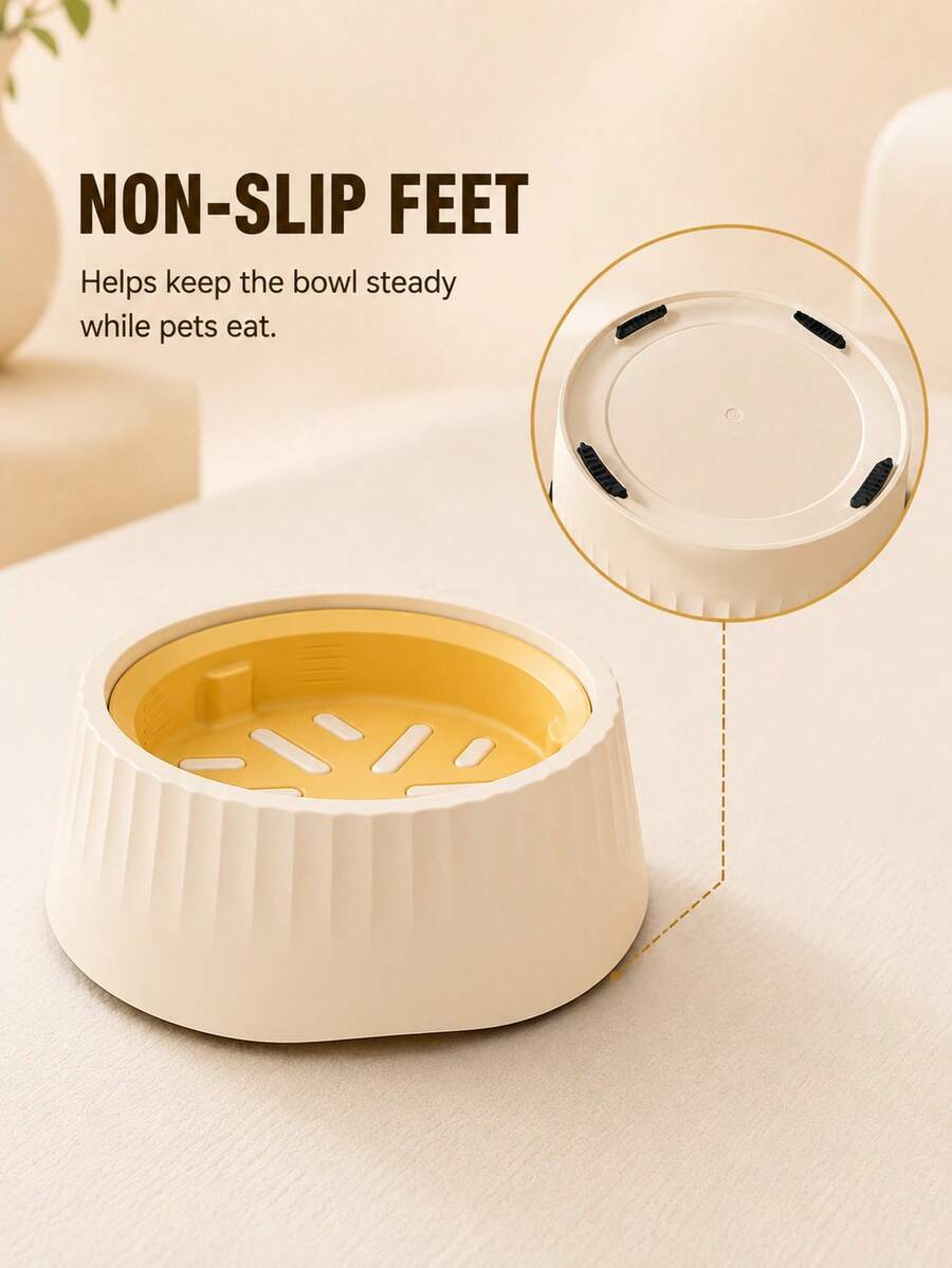 2-in-1 convertible ABS slow feeder pet bowl with 500ml capacity featuring interactive puzzle design and non-slip base for small cats and dogs.