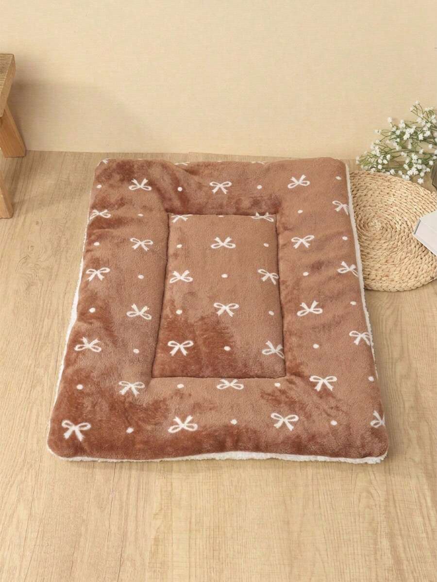 Thickened grey pet bed mat with pink star pattern designed for small and medium cats and dogs