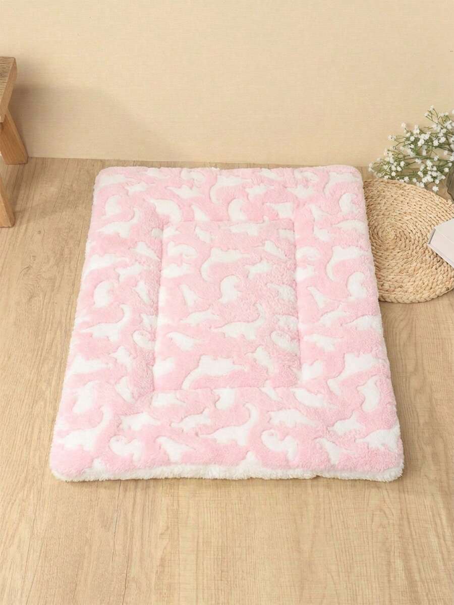 Thickened grey pet bed mat with pink star pattern designed for small and medium cats and dogs