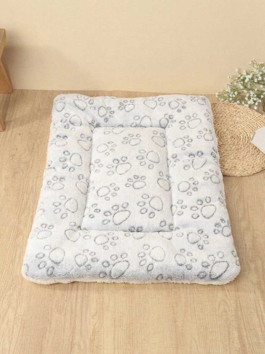 Thickened grey pet bed mat with pink star pattern designed for small and medium cats and dogs