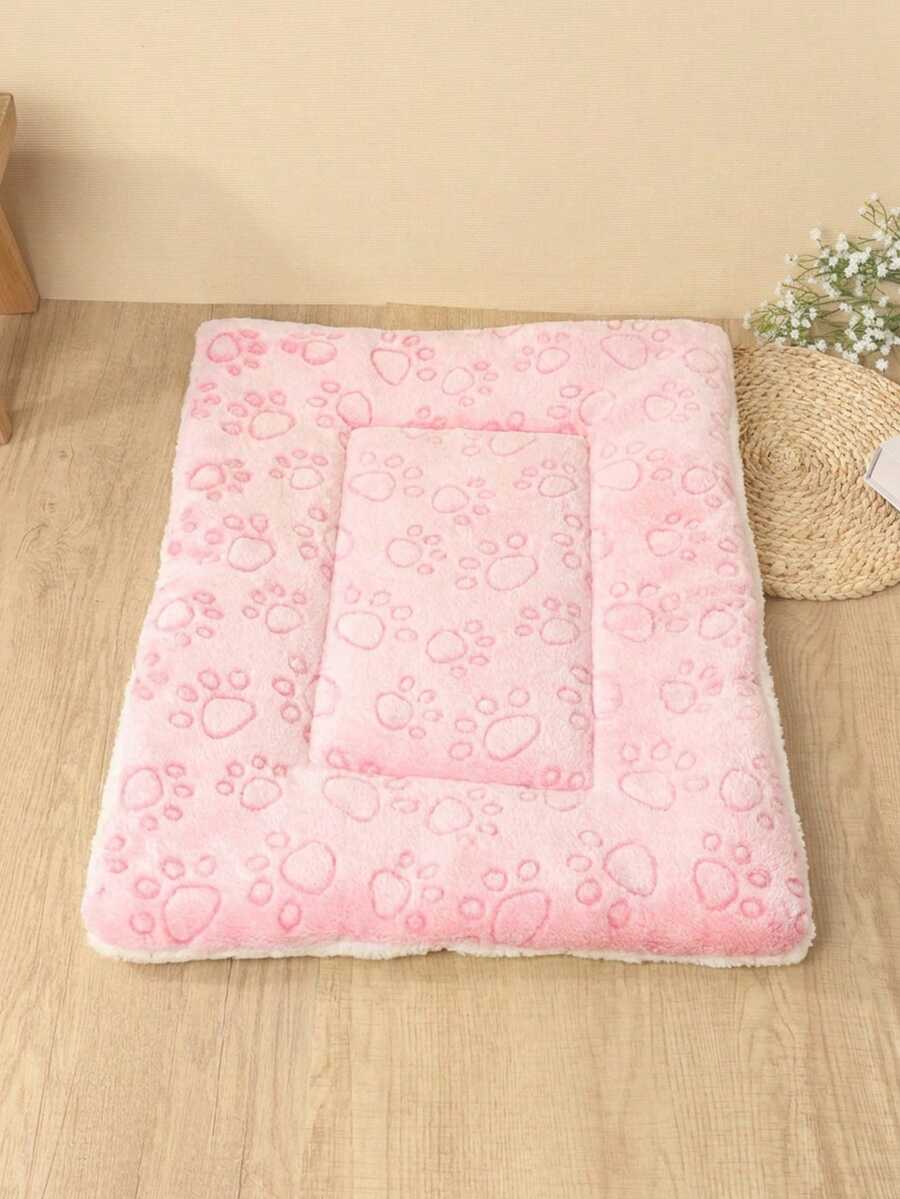 Thickened grey pet bed mat with pink star pattern designed for small and medium cats and dogs