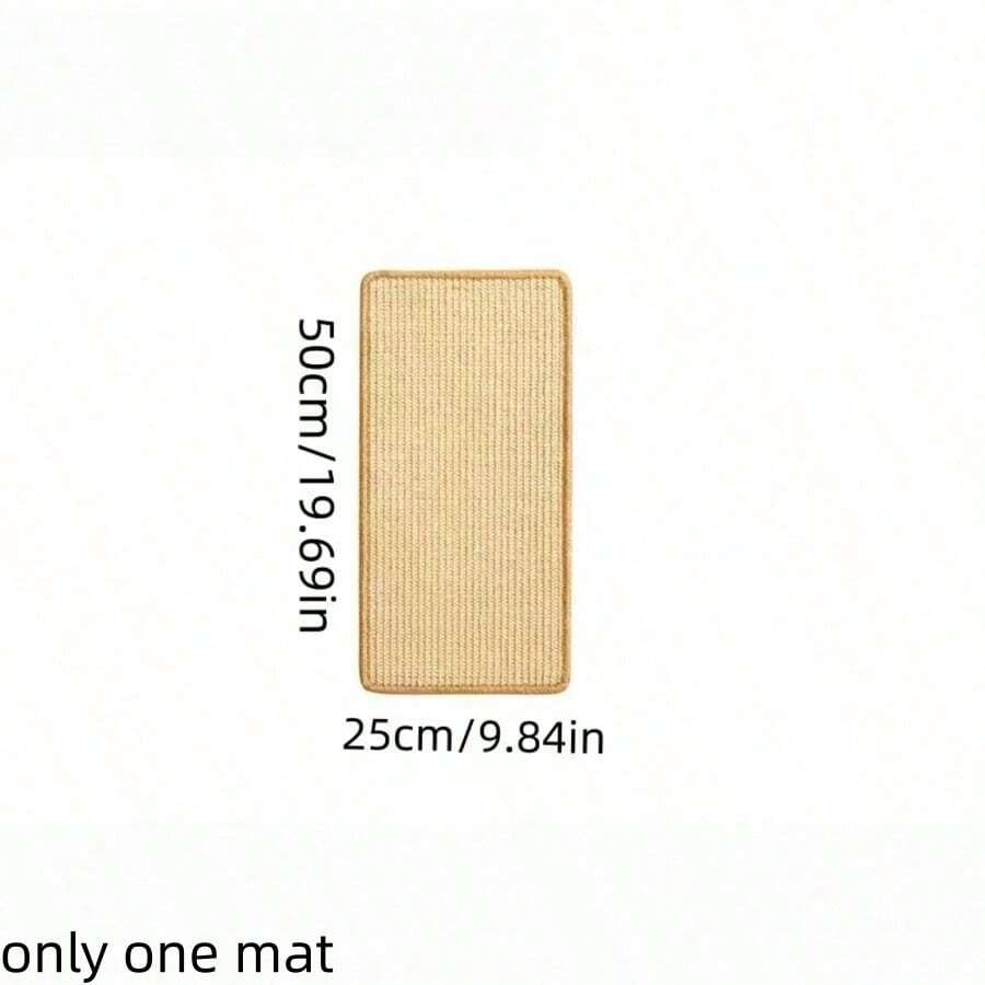 Vertical woven cat scratching post featuring a non-slip base and beige woven pattern, made from durable sisal material.